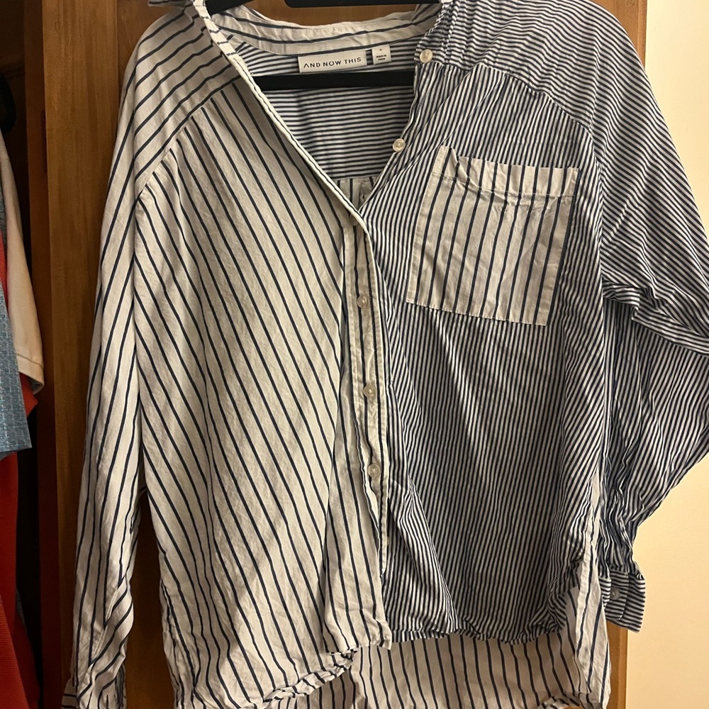 Women's Striped Shirt - Blue and White